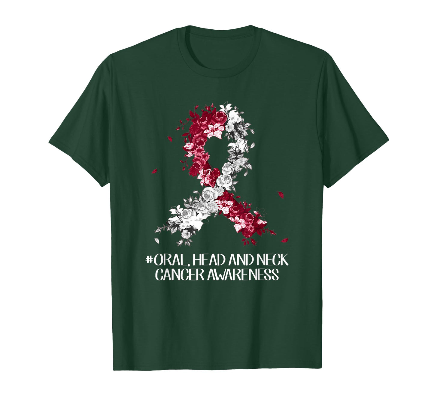 Wear Burgundy White Ribbon Oral Head & Neck Cancer Awareness T-Shirt
