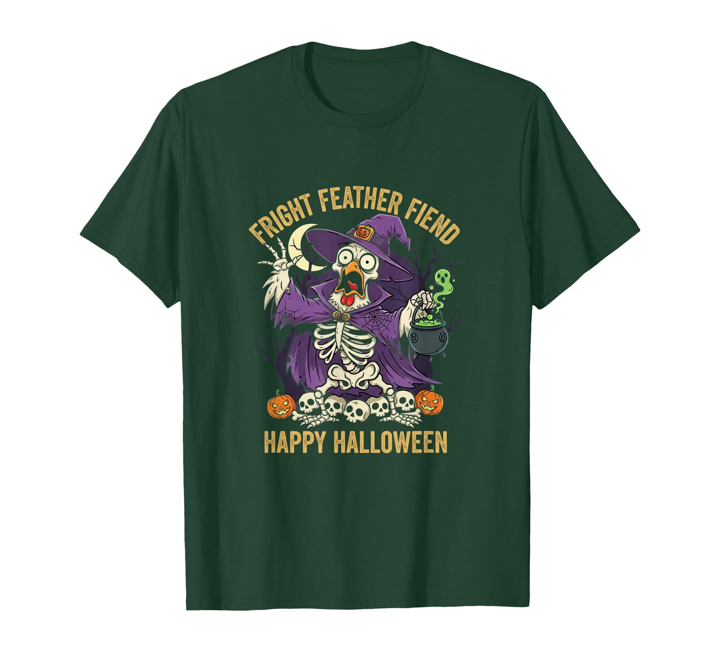 Chicken, F-Caw-F Funny Skeleton Bird Moon Gothic Adult Humor T-Shirt