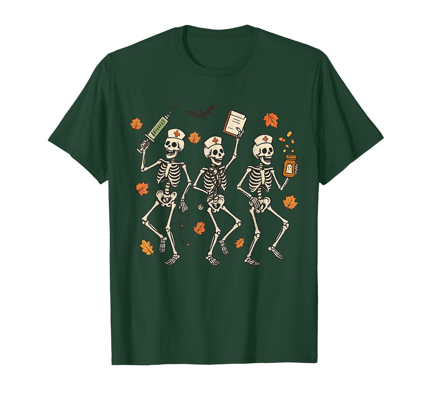 Funny Halloween Nurse Skeleton Dancing Spooky Season T-Shirt