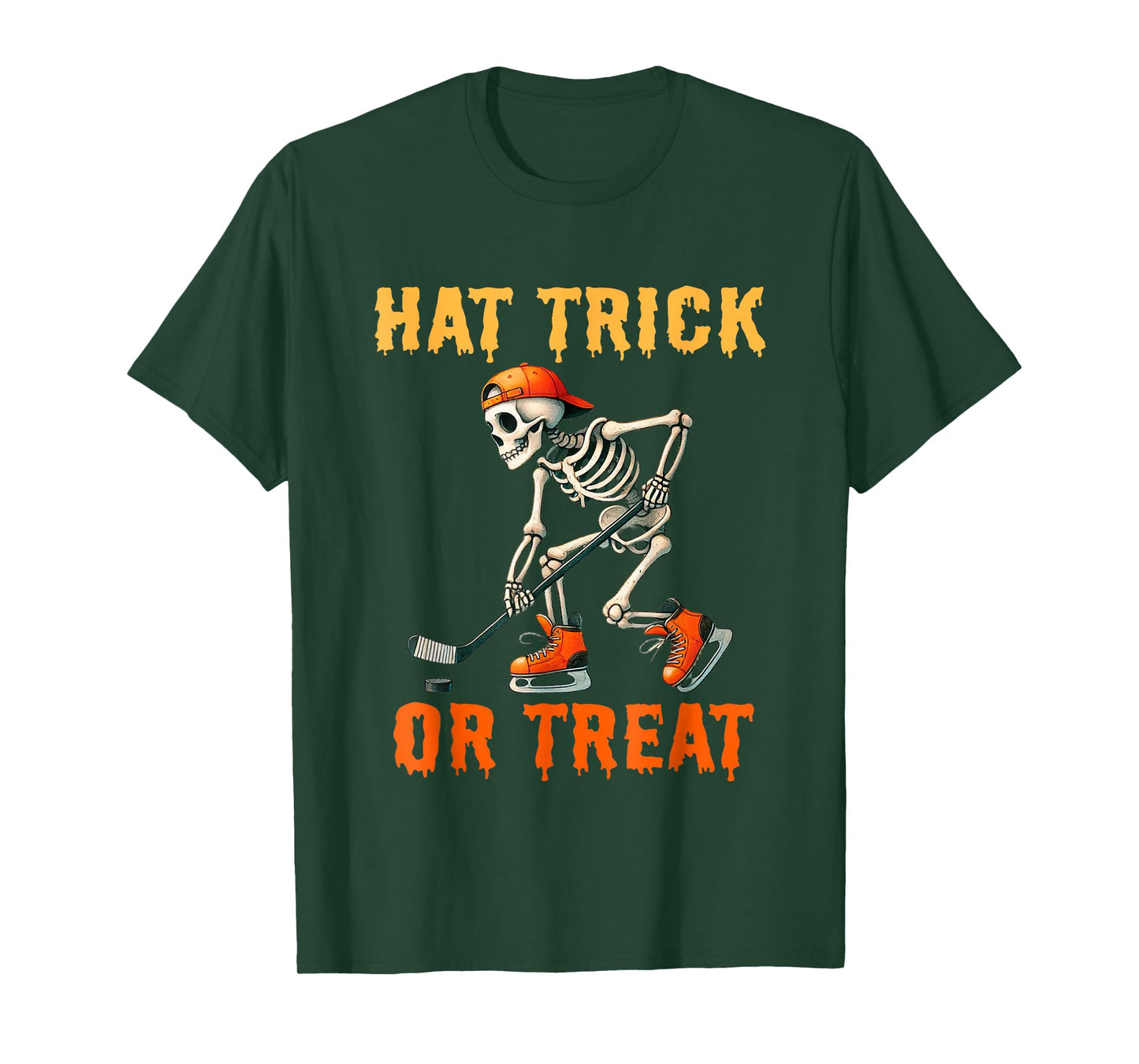 Hat Trick Or Treat Ice Hockey Halloween T-Shirt