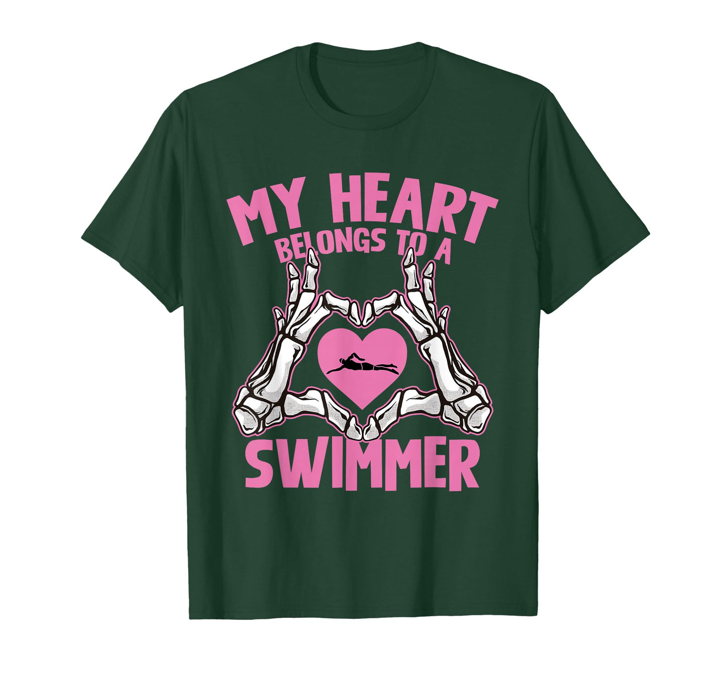 My Heart Belongs to A Swimmer Skeleton Hands T-Shirt