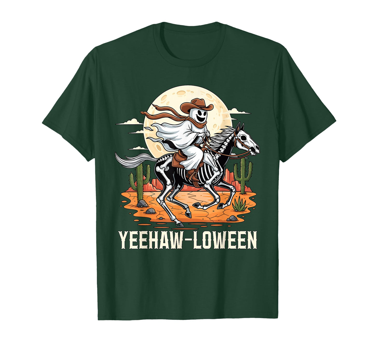 Yeehaw-Loween Ghost Halloween Cowboy T-Shirt