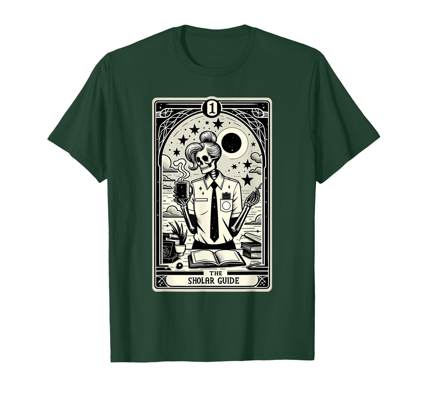 Skeleton Scientist Gothic Tarot Celestial Teacher T-Shirt