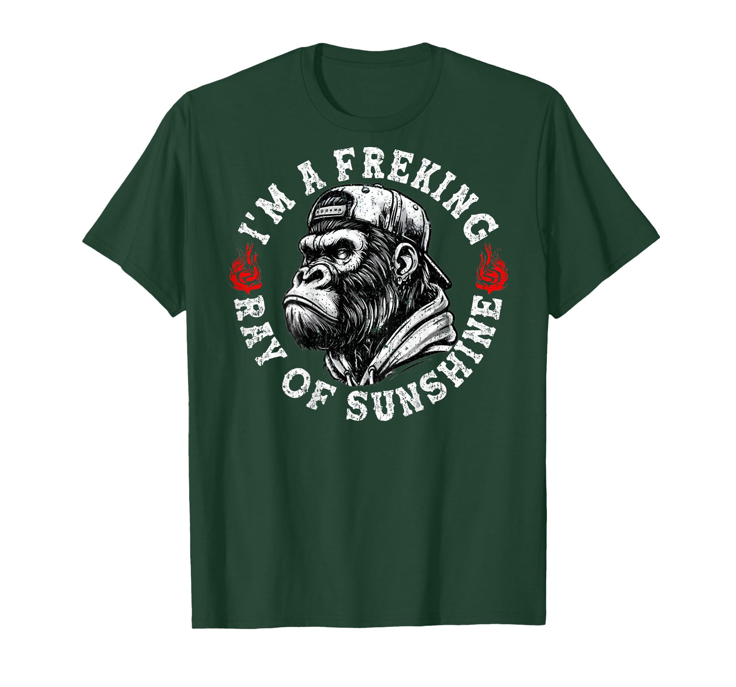 I’m A Freaking Ray of Sunshine Funny Monkey (On Back) T-Shirt