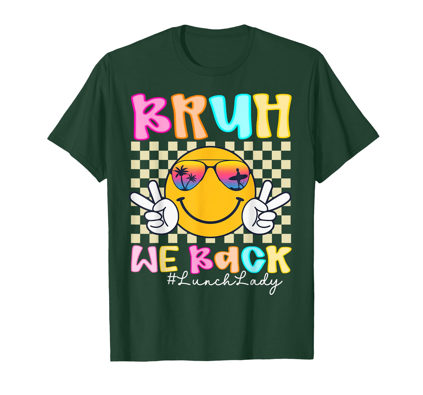 HUGvyn Back To School: Bruh We Back Lunch Lady Teachers Kids T-Shirt