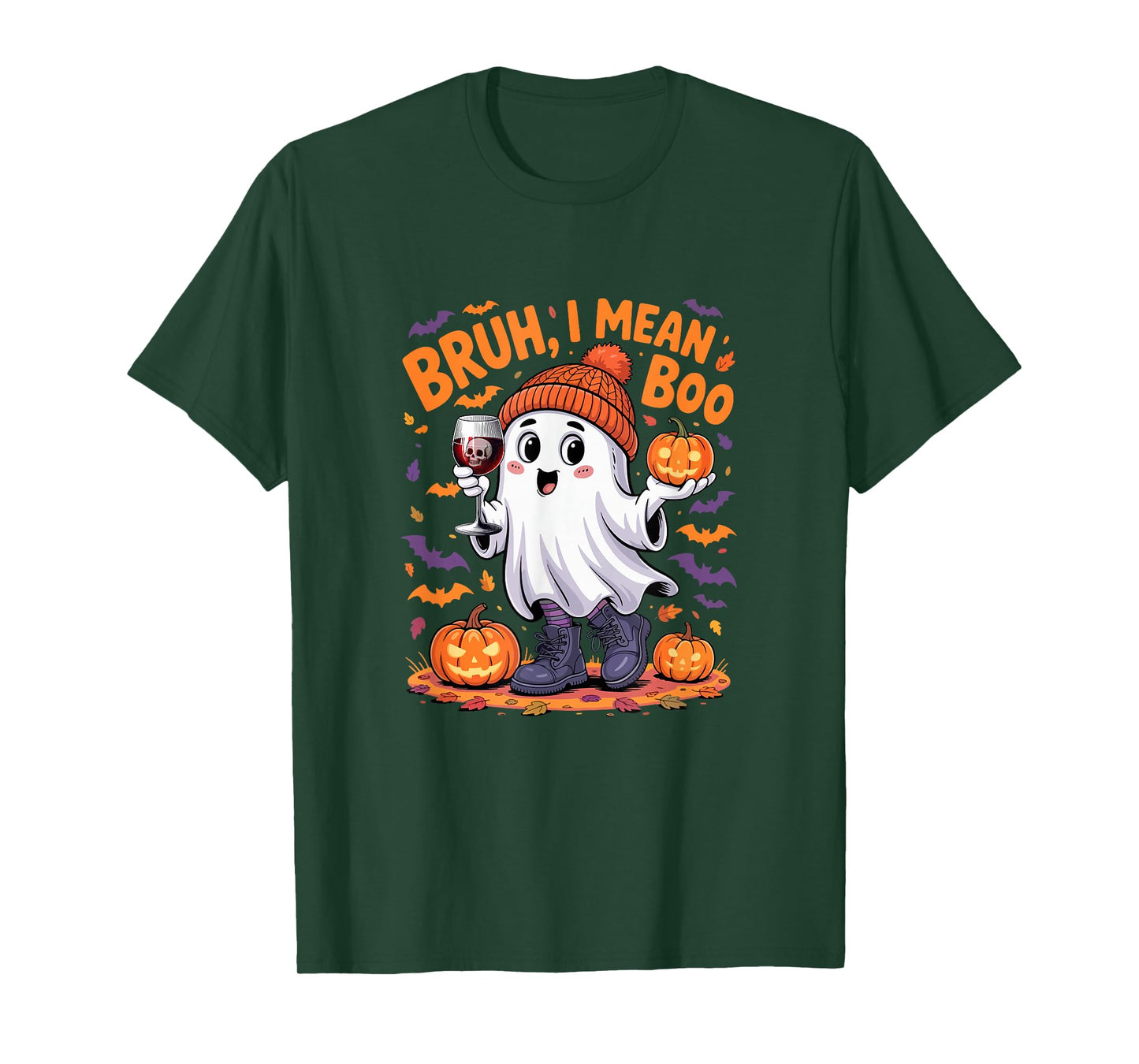 I Mean Boo Funny Joke Boo Ghost Drinking Wine Halloween T-Shirt