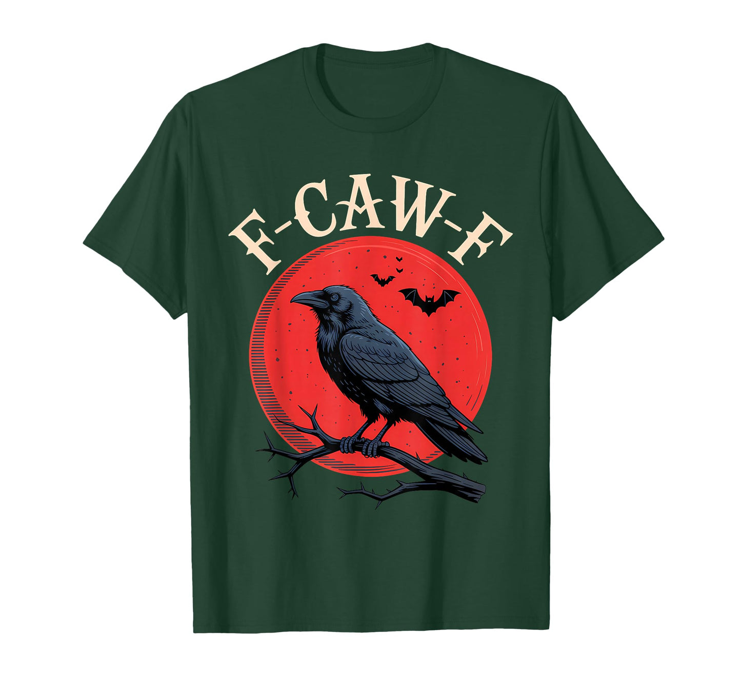 F-Caw-F Black Raven Red Moon T-Shirt
