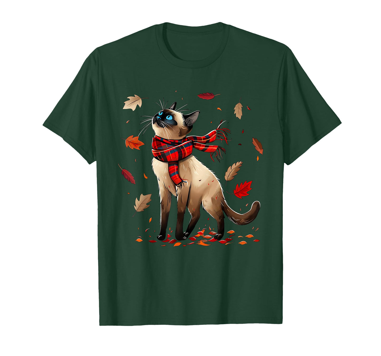 Retro Fall Leaf Siamese Cat Autumn Season Thanksgiving (kid) T-Shirt