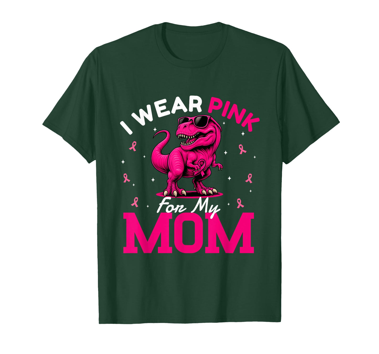 I Wear Pink for My Mom Breast Cancer Awareness Dinosaur T-Shirt