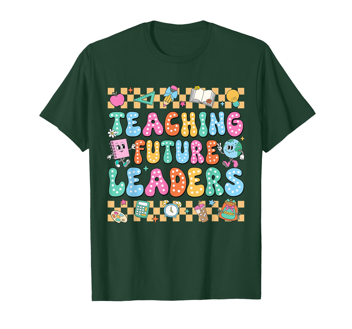 Teaching Future Leaders Back To School Groovy Teacher Kids T-Shirt