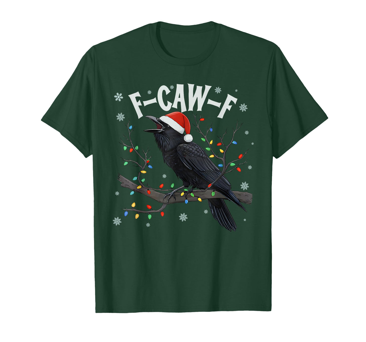 Merry Christmas F-Caw-F Crow Santa Black Bird Xmas Raven T-Shirt