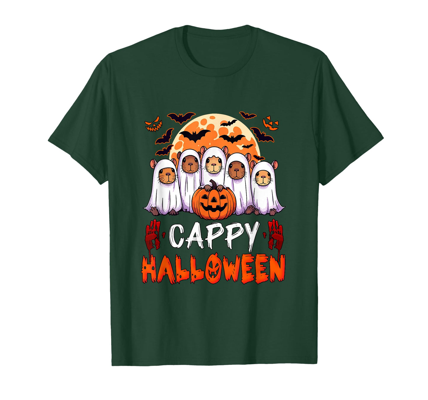 Cappy Halloween Group Capybaras Cosplay Boo Carved Pumpkins T-Shirt