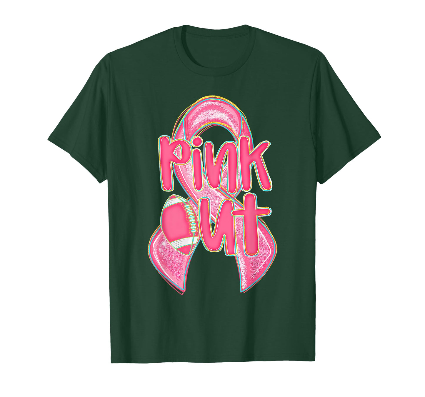 Cute Breast Cancer Pink Out Ribbon Awareness Month Football T-Shirt