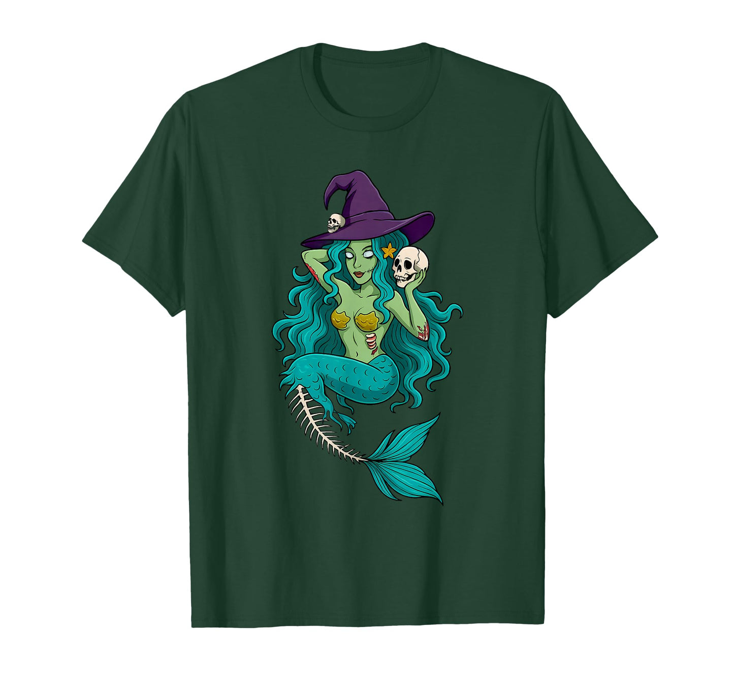 Halloween Zombie Pin Up Skeleton Mermaid Fun Witch T-Shirt