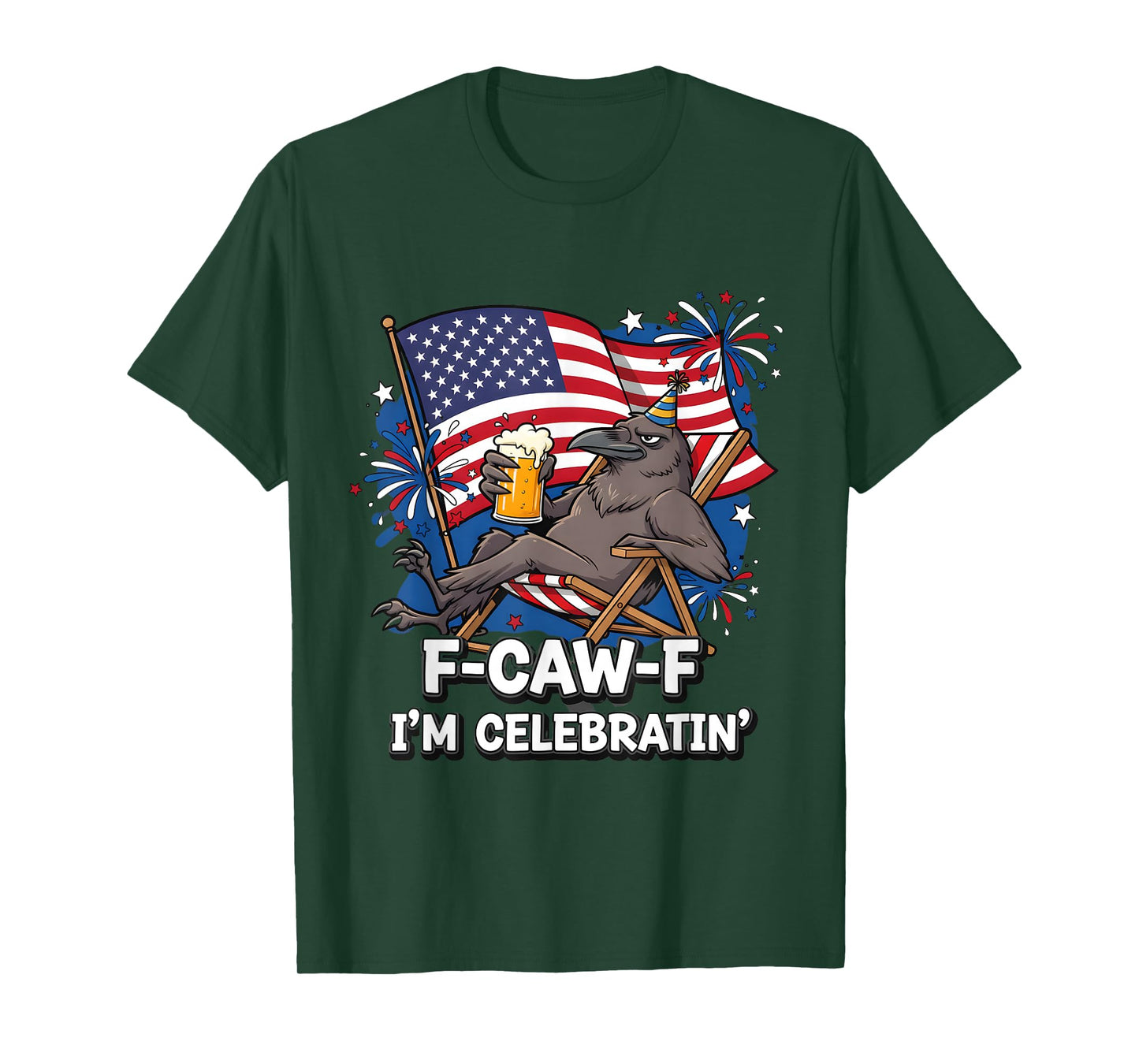 F-CAW-F I’m Celebratin’ Black Crow 4th of July American Flag T-Shirt