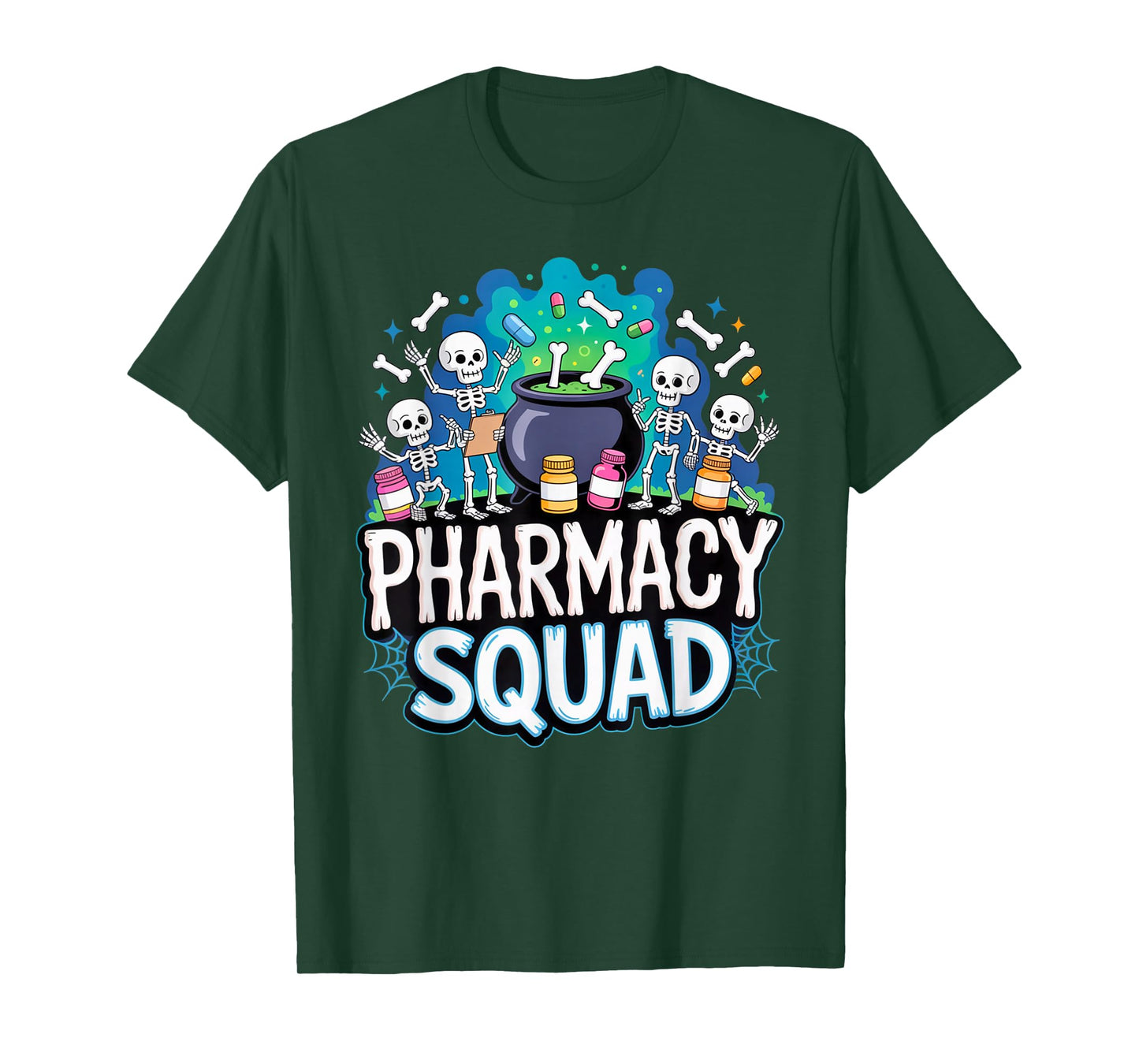 Pharmacy Squad Skeleton Party Outfit Spooky Halloween Vibes T-Shirt