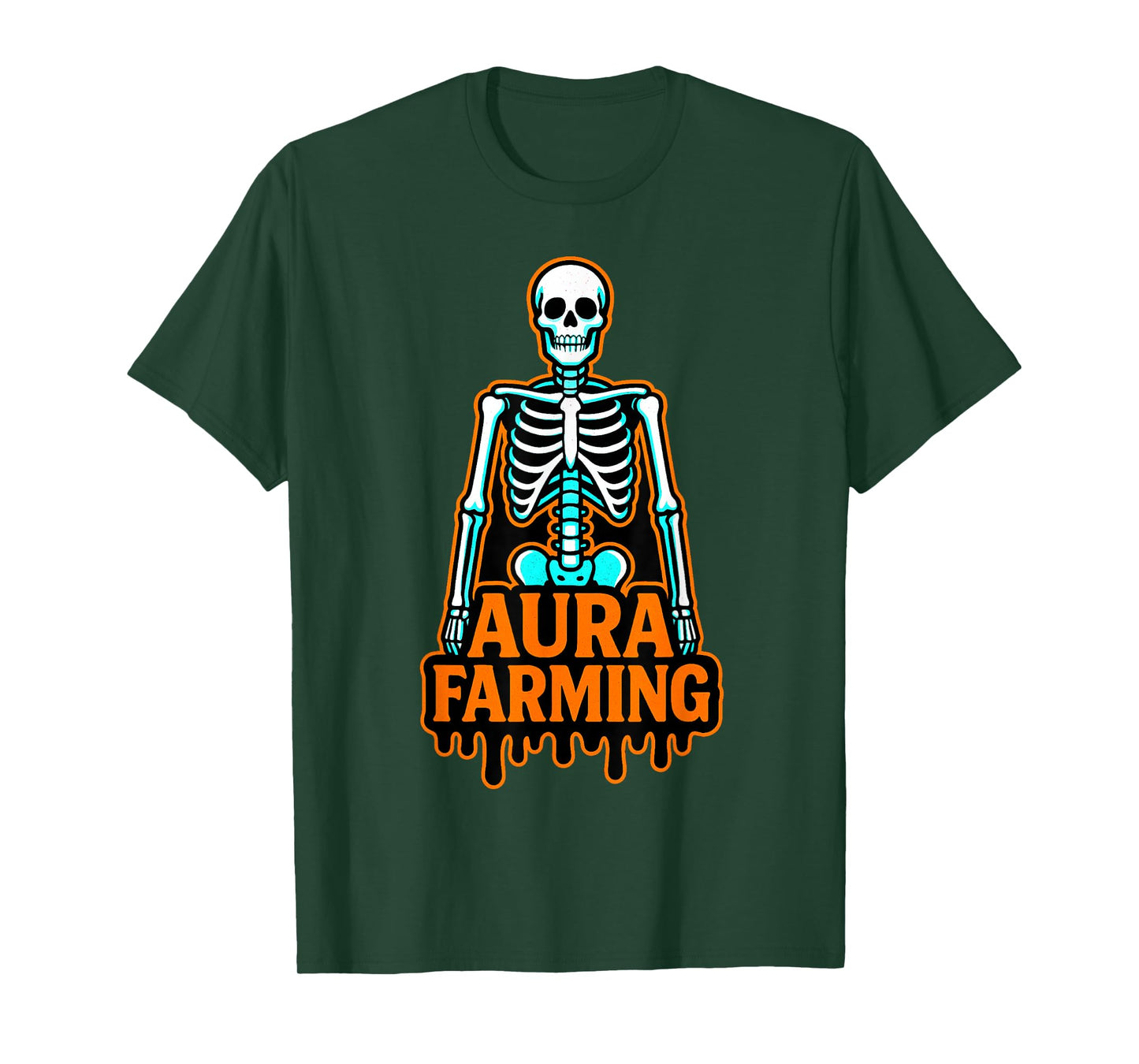 Funny Aura Farming Halloween Skeleton Kid Teen Slang Rizz T-Shirt