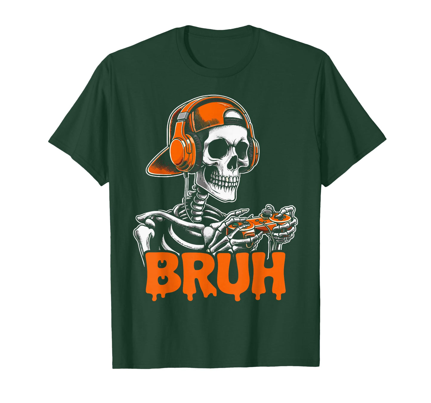 Halloween Bruh Skeleton Gamer Boys Video Gaming T-Shirt