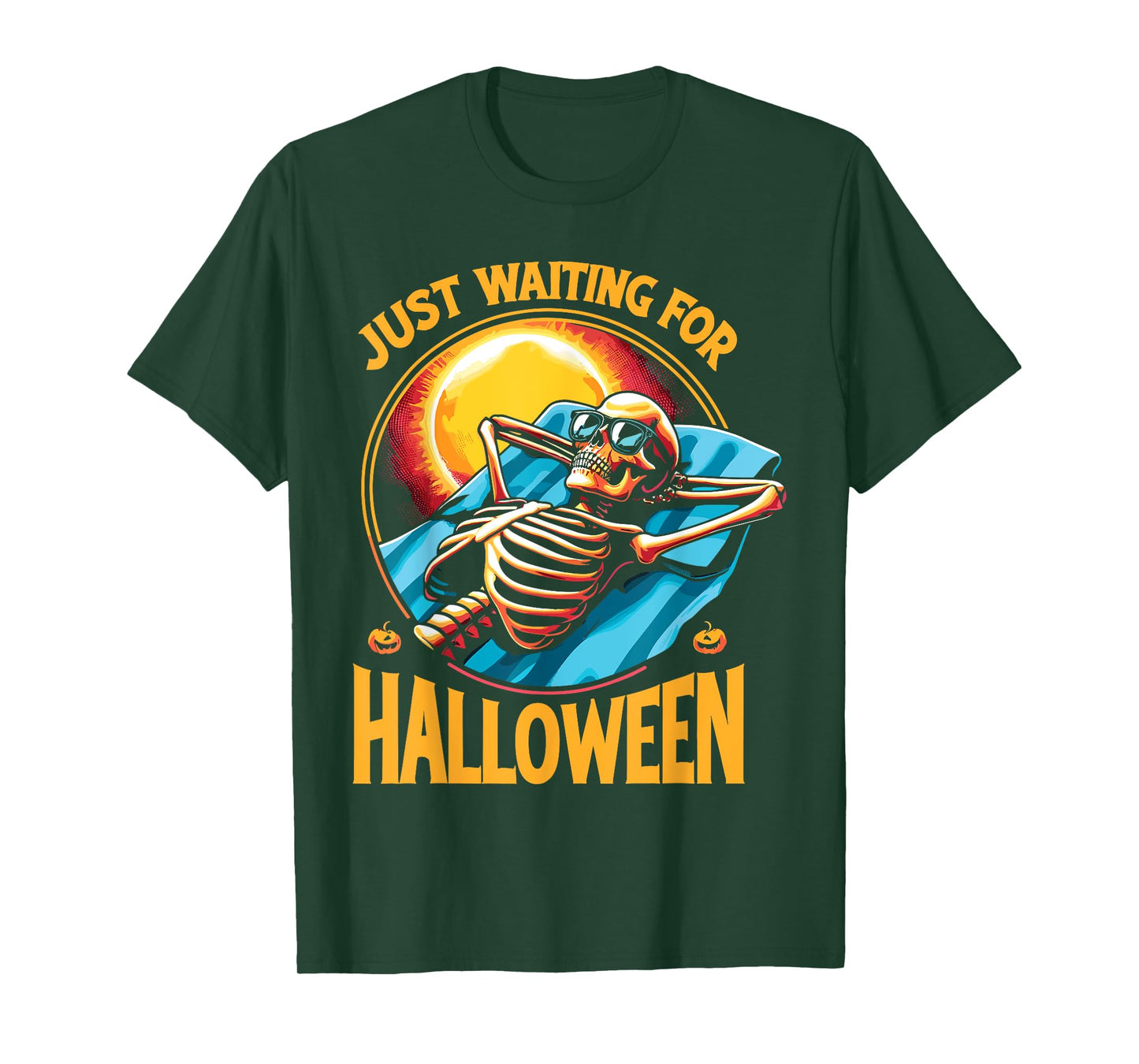 Just Waiting For Halloween Summerween Skeleton Beach T-Shirt