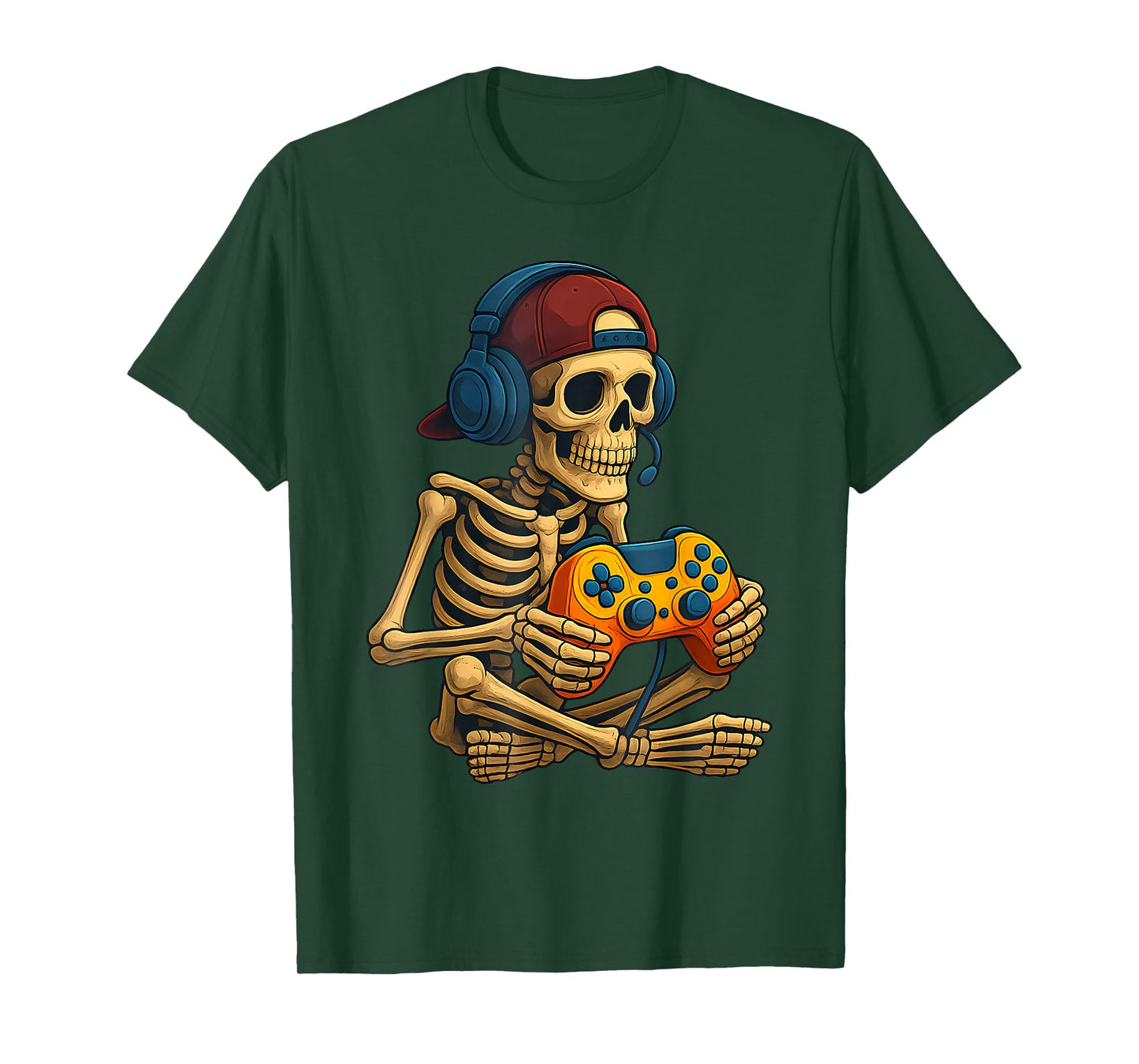 Funny Halloween Boys Men Kids Skeleton Video Gaming Gamer T-Shirt
