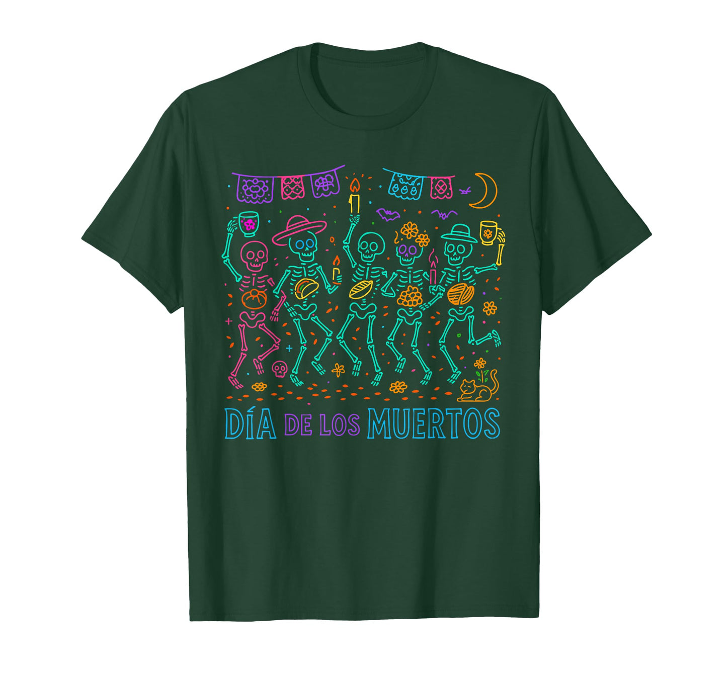 Skeleton Dancing Dia De Los Muertos Mexican Day of Dead T-Shirt