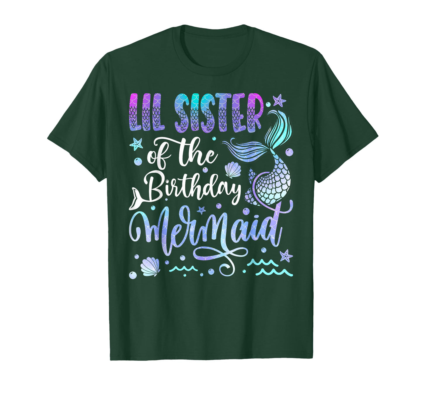 Lil Sister Of The Birthday Mermaid Bday Girl Party T-Shirt
