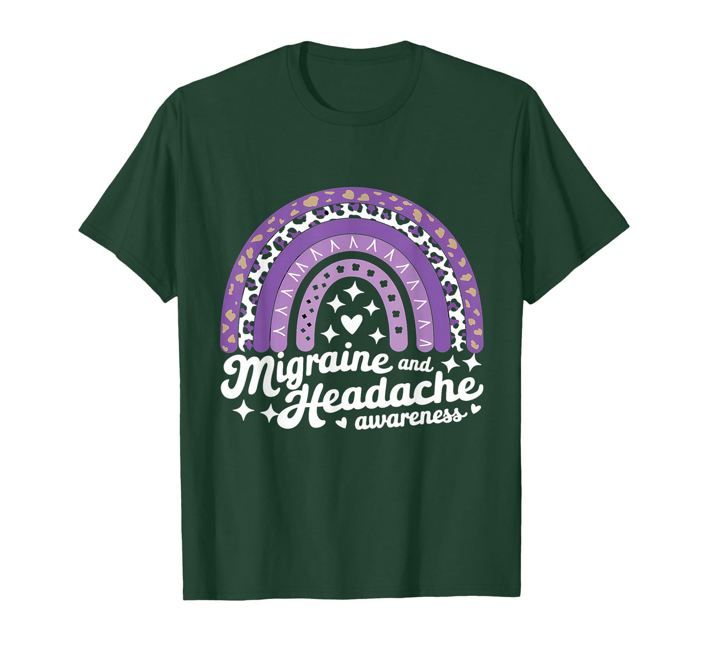Migraine And Headache Awareness Rainbow Purple Ribbon T-Shirt