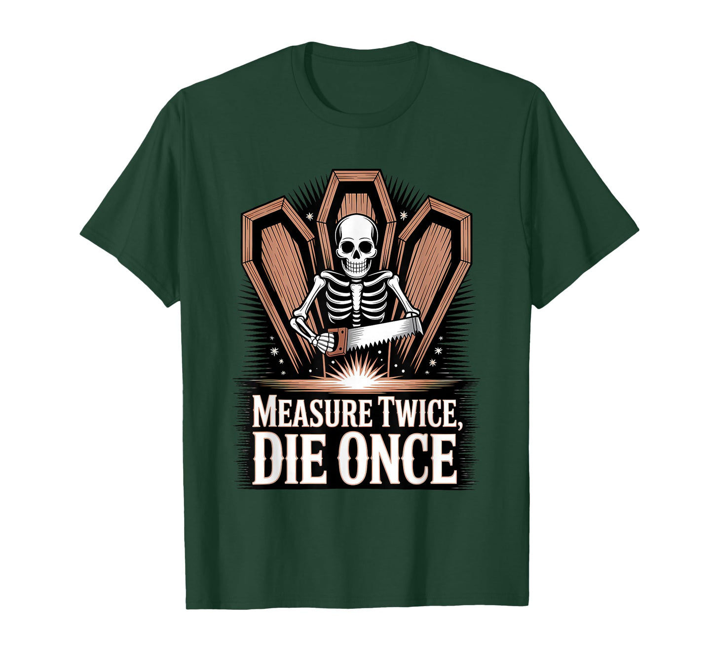 Skeleton Carpenter Halloween Funny Spooky Woodwork T-Shirt