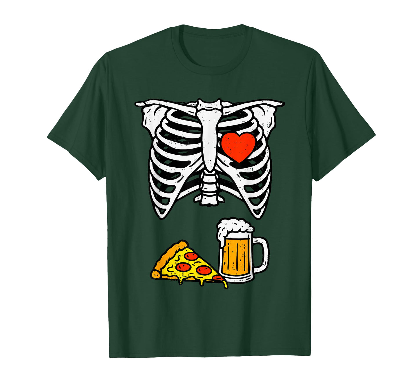 Funny Dad Skeleton Beer Pizza Halloween Costume Mens Father T-Shirt