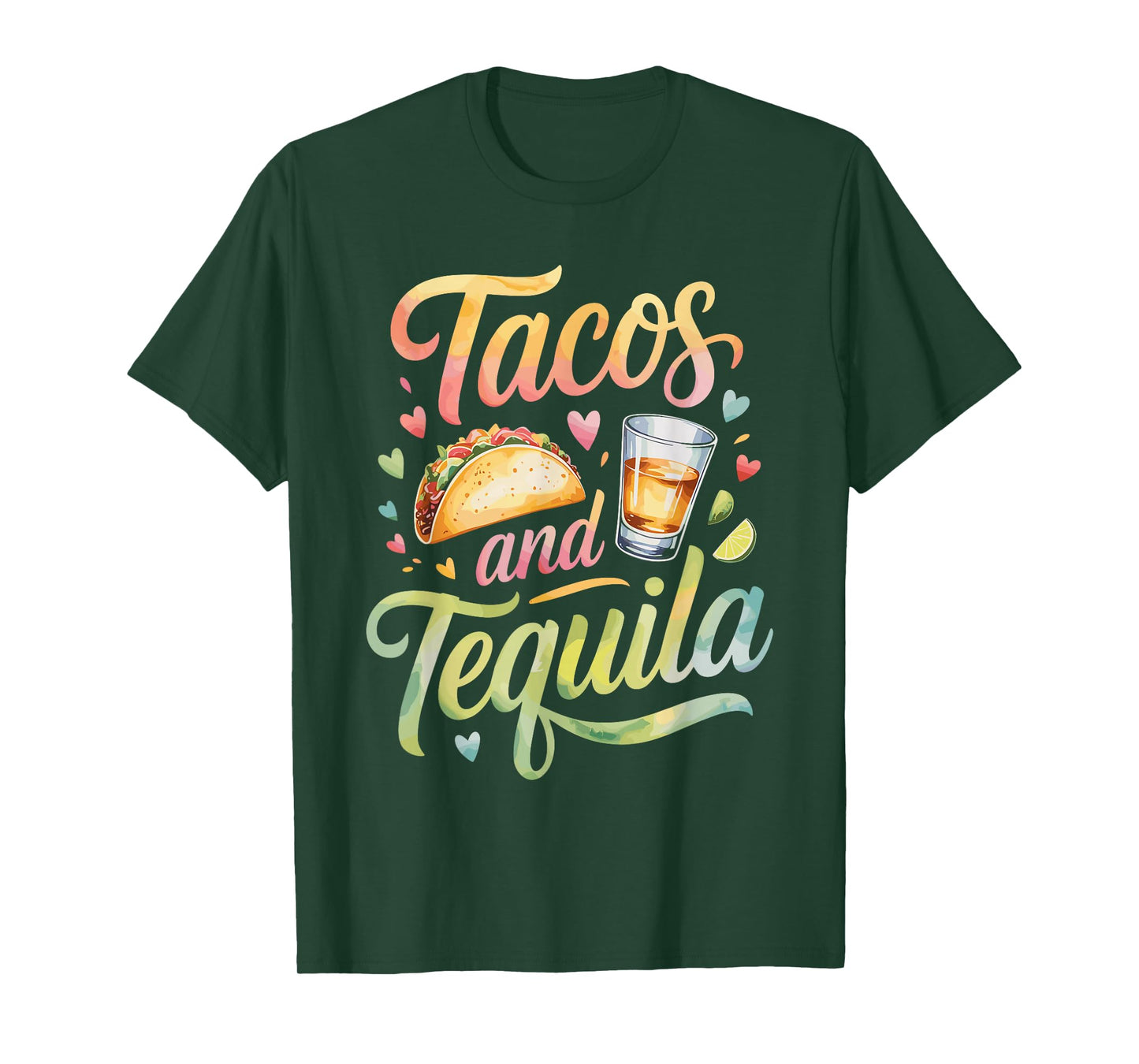Watercolor Tequila and Tacos Lover T-Shirt