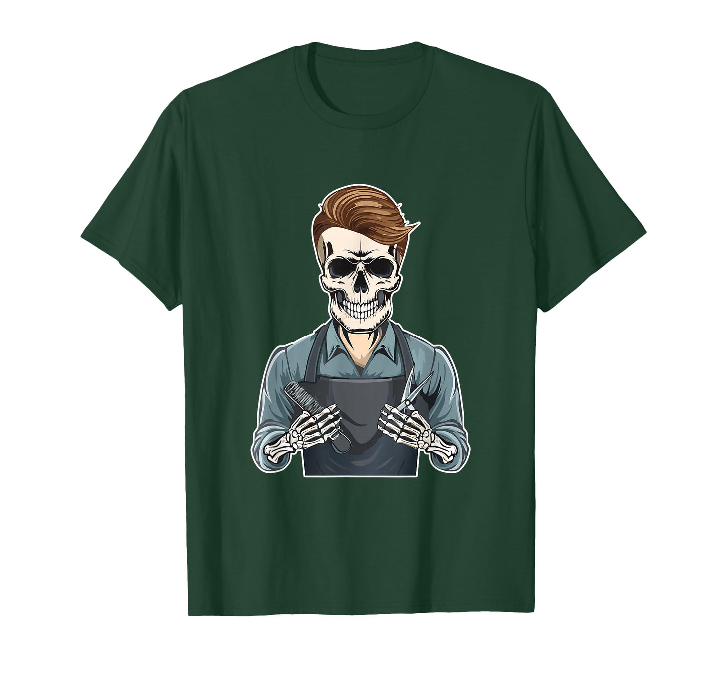 Spooky Scary Creepy Goth Skeleton Barber Halloween T-Shirt