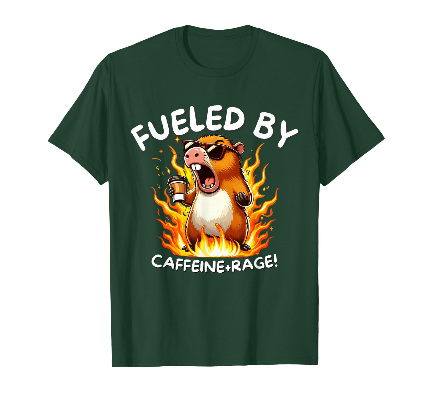 Fueled By Caffeine Rage Capybara T-Shirt