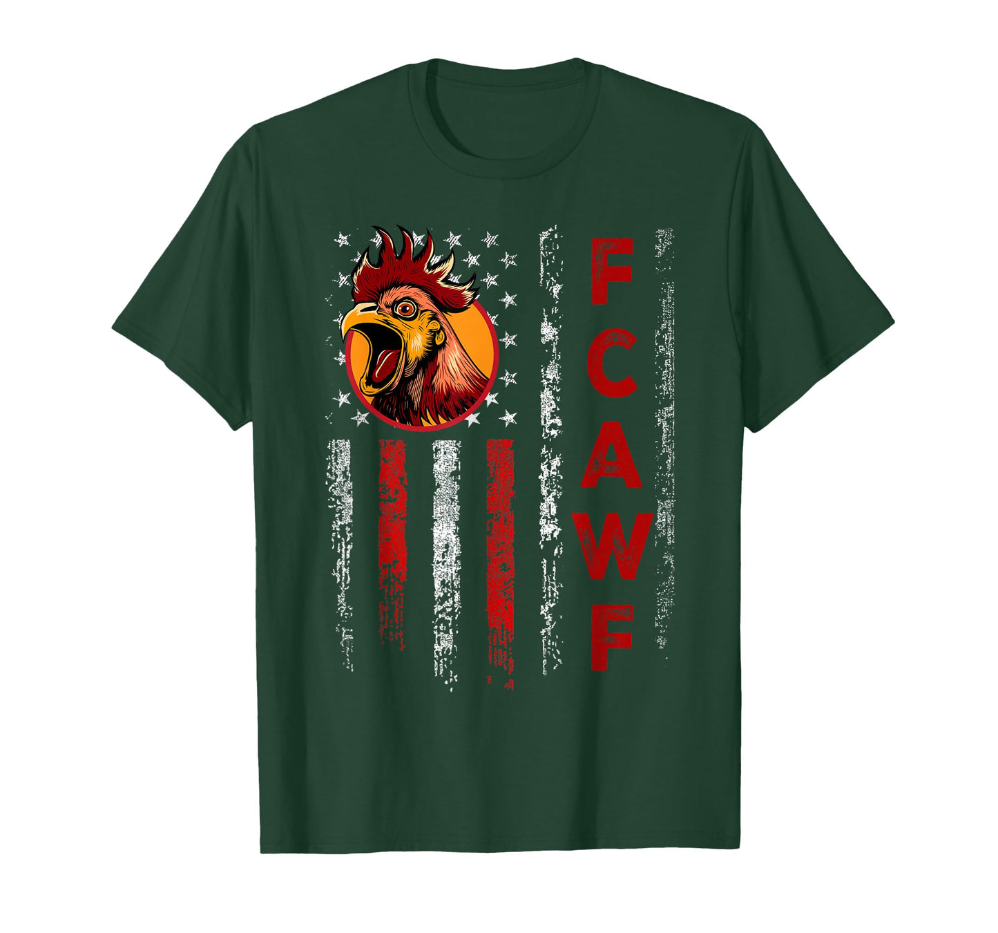 F-Caw-F Funny Chicken Humor F-Caw-F Rooster Vintage US Flag T-Shirt