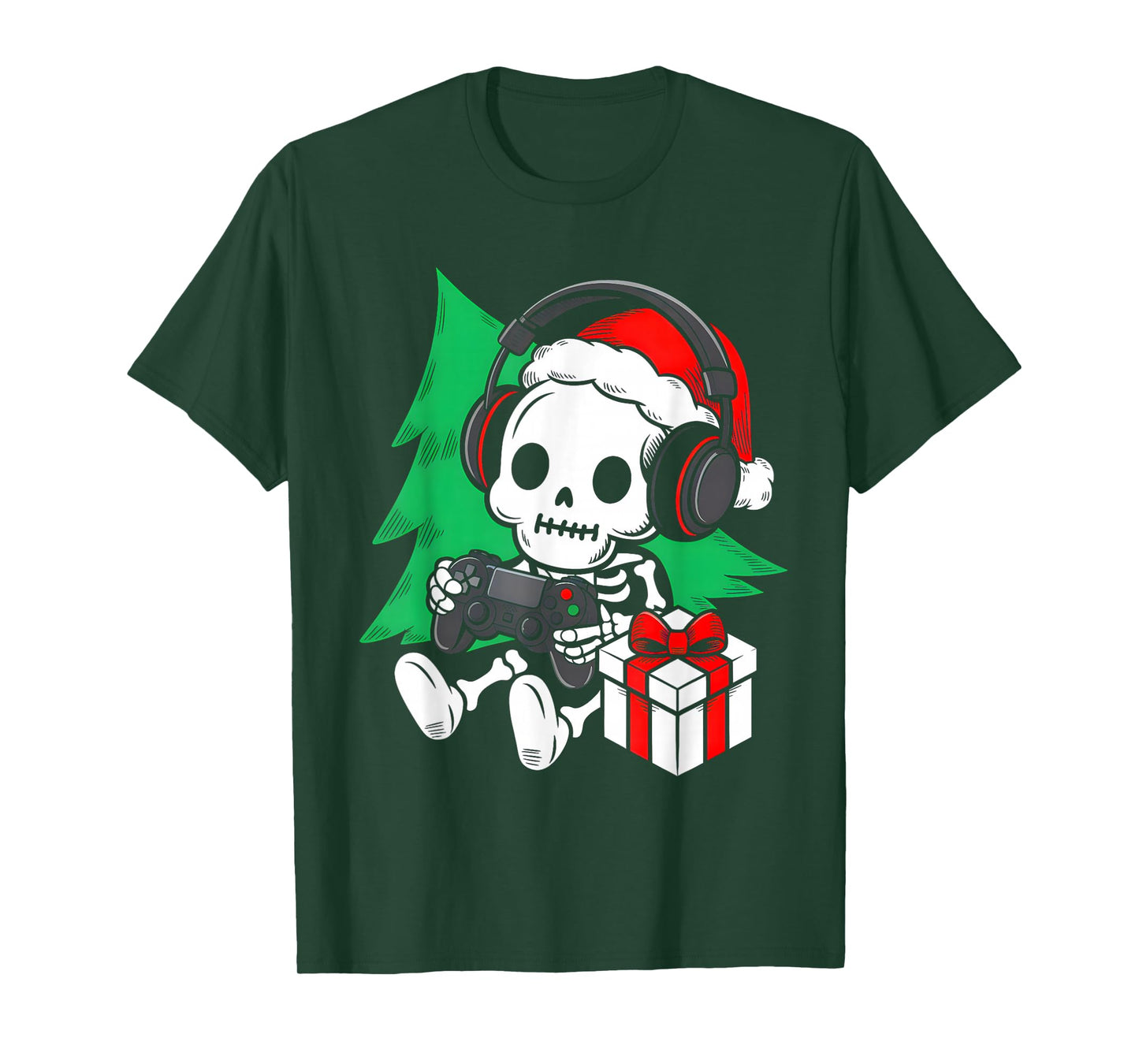 Funny Christmas Gamer Skeleton Xmas Gaming Men Boys Kids T-Shirt