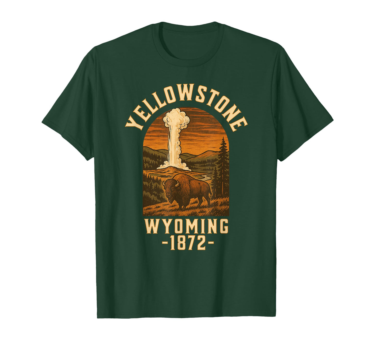 Retro Yellowstone Bison Poster National Park Travel Art T-Shirt