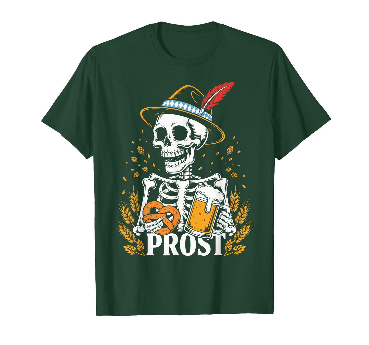 Skeleton Prost Bavarian Halloween Munich German Oktoberfest T-Shirt