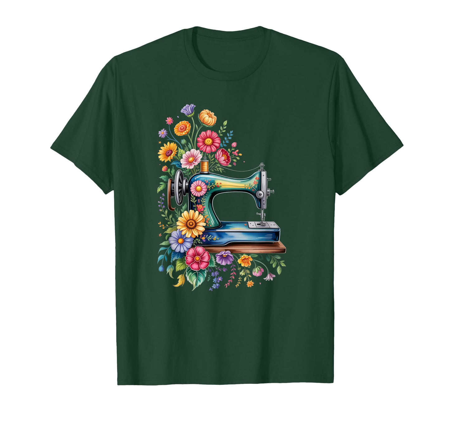 Vintage Sewing Machine with Floral Bloom Quilters Crafters T-Shirt