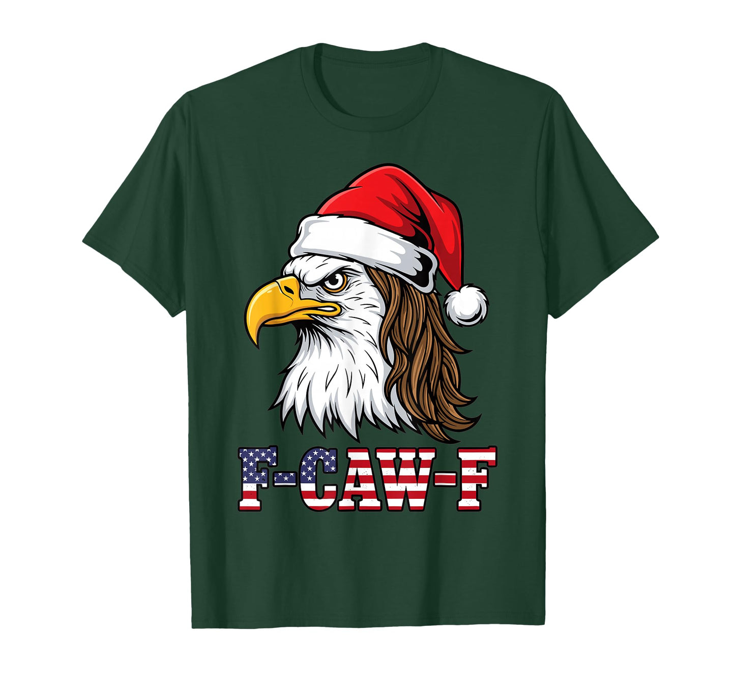 Christmas Eagle Santa Hat Patriotic F Caw F Design T-Shirt