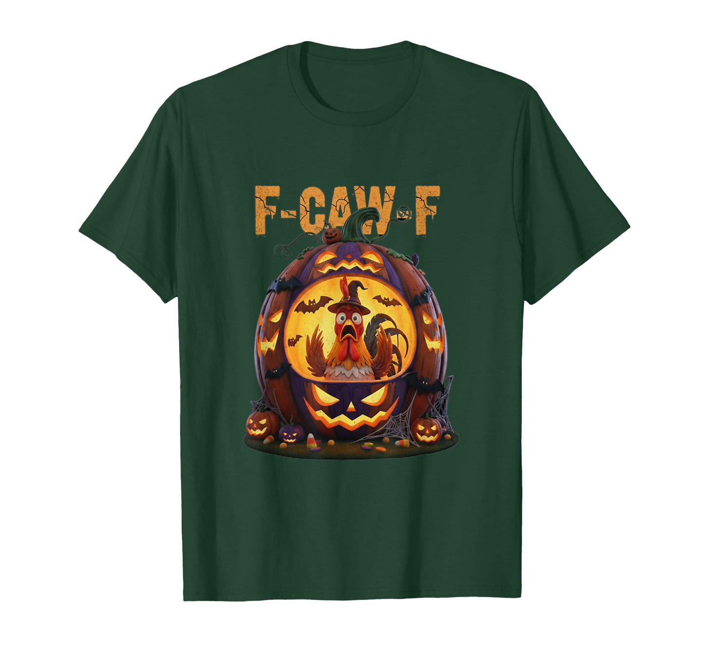 F-CAW-F Halloween Pumpkin Funny Rooster Saying Quotes T-Shirt