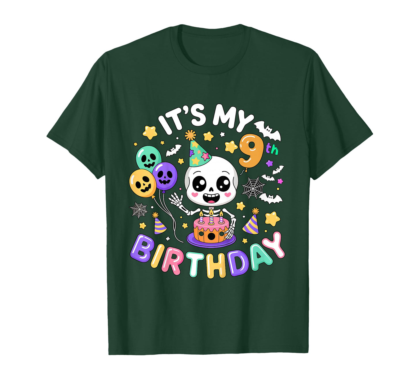 Its My 9th Birthday Skeleton Halloween Toddler Boy Girl T-Shirt