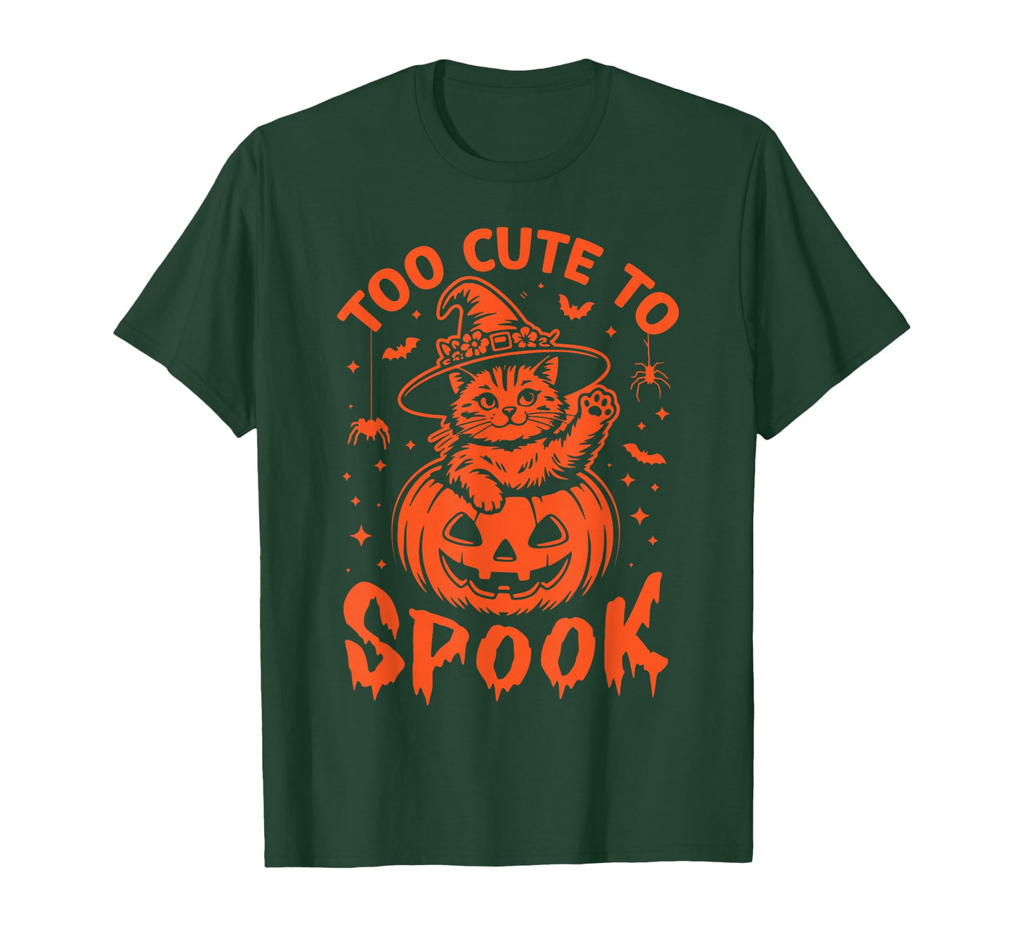 Too Cute to Spook Pet Funny Halloween Paw Pumpkin Cat Witch T-Shirt