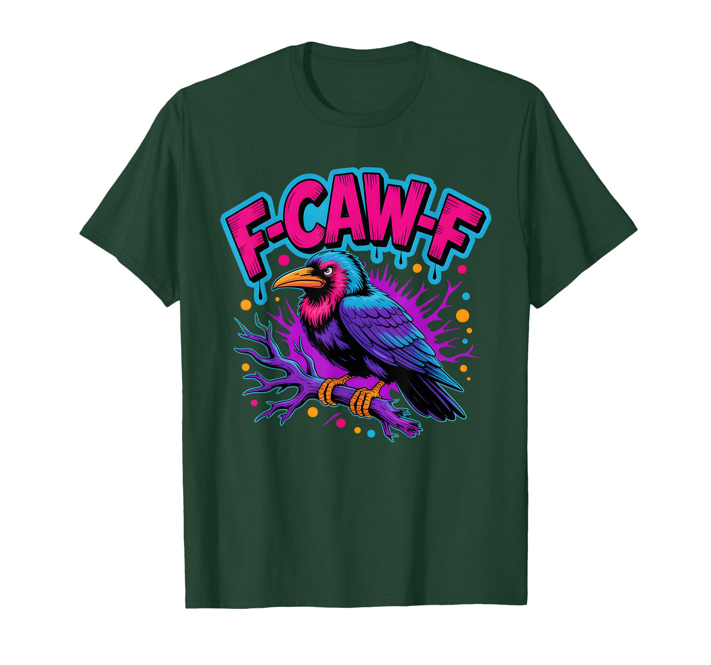 F-Caw-F Retro Black Bird Gothic Humor Vaporwave Color Outfit T-Shirt