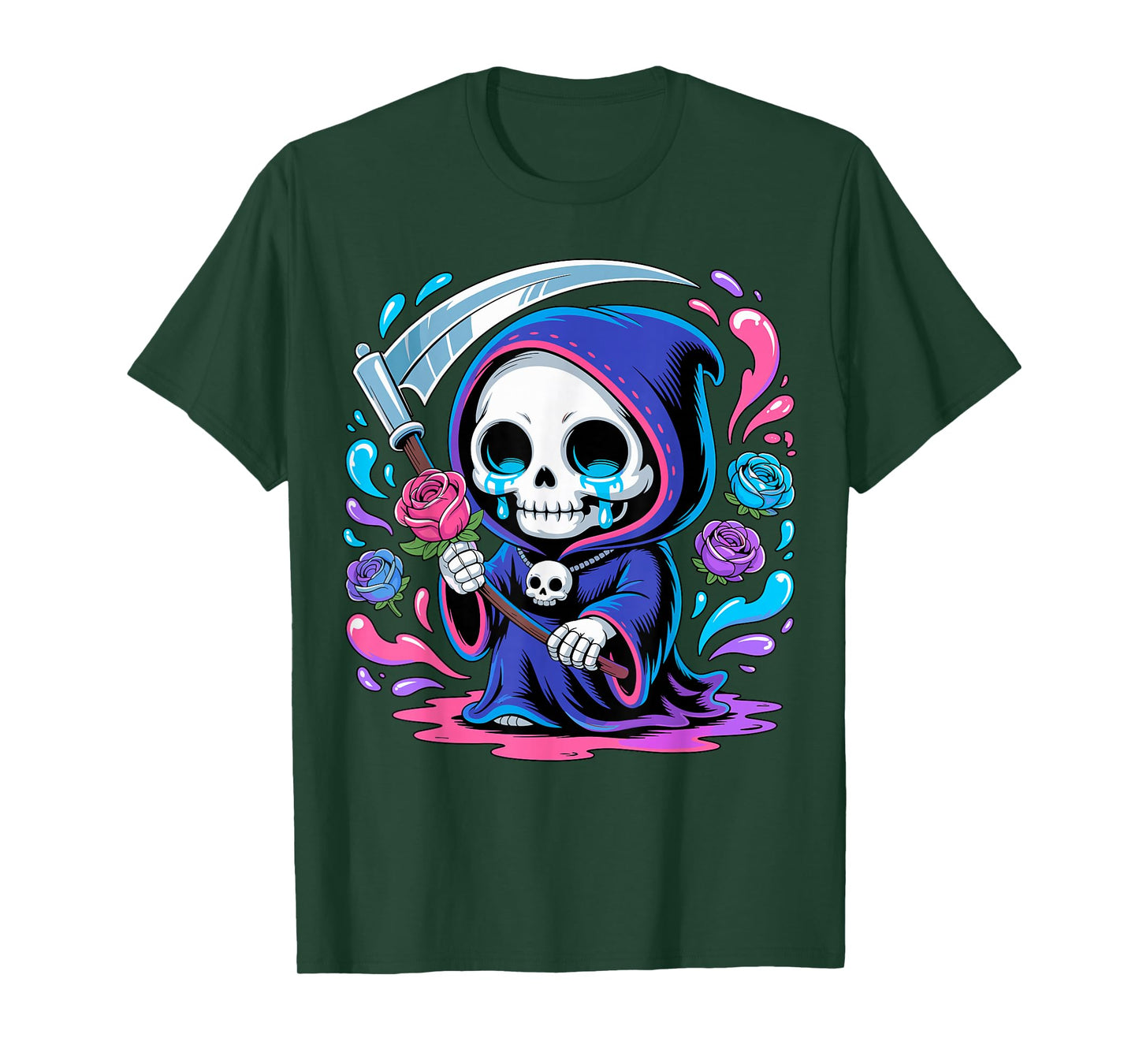 Cute Grim Reaper Halloween Skeleton T-Shirt