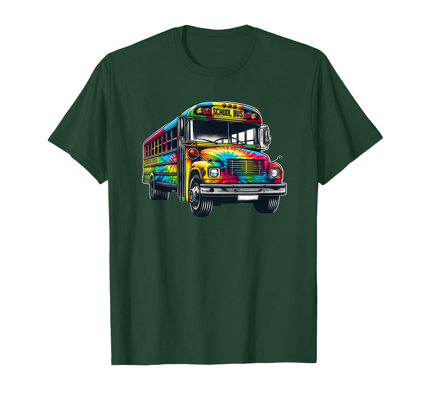 Cool Colorful Tie Dye School Bus Graphic Bus Driver Teacher T-Shirt for Men Women Kids