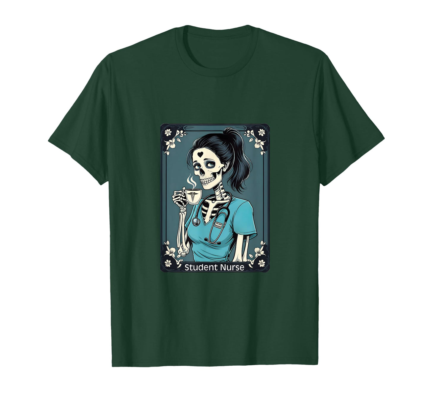 Student Nurse Taro Card Funny Skeleton Halloween T-Shirt
