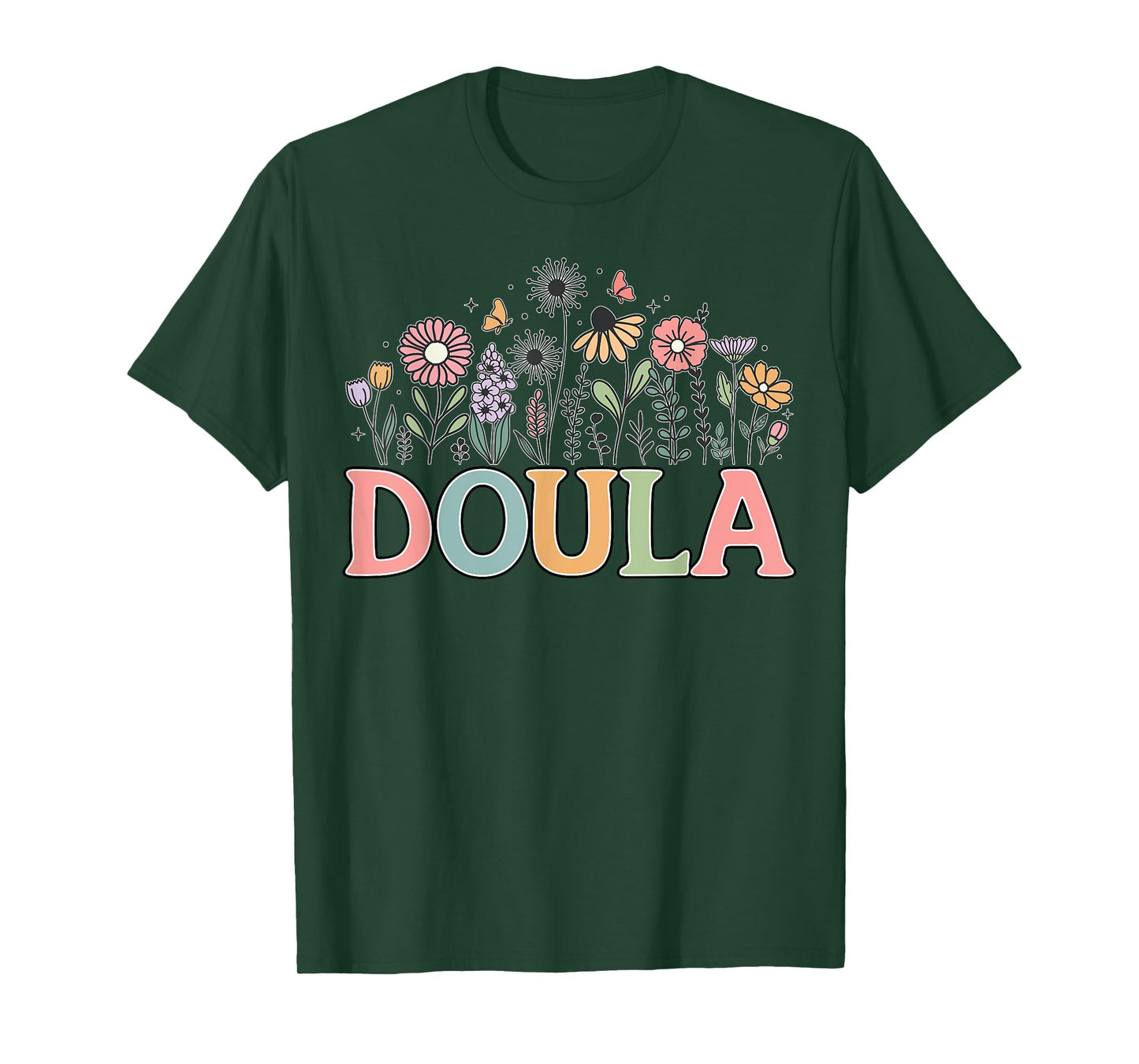 Doula Retro Wildflower Midwife Baby Catcher Home Birth Doula T-Shirt