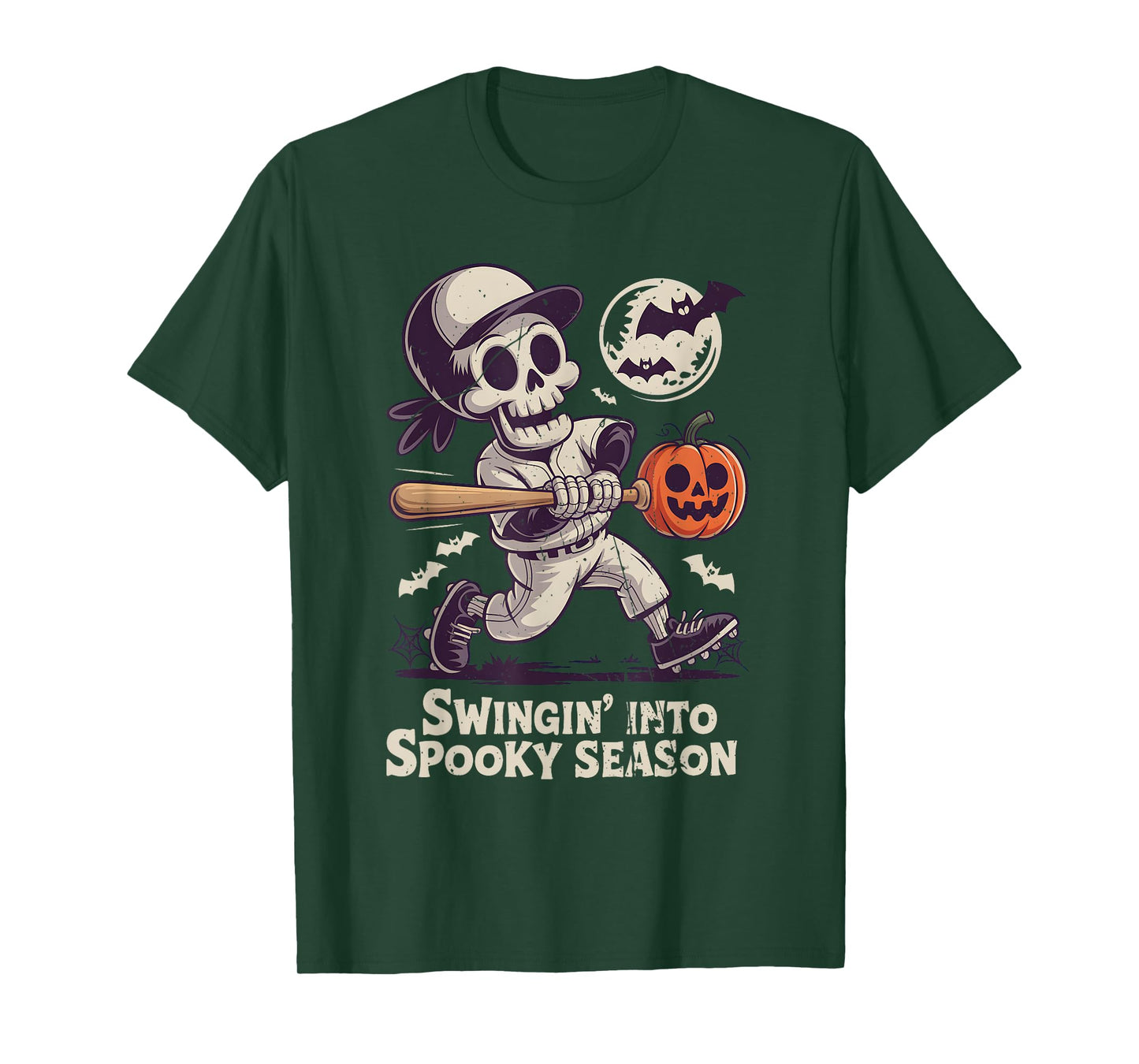 Halloween Skeleton Baseball Spooky Season Men Boys Kids T-Shirt