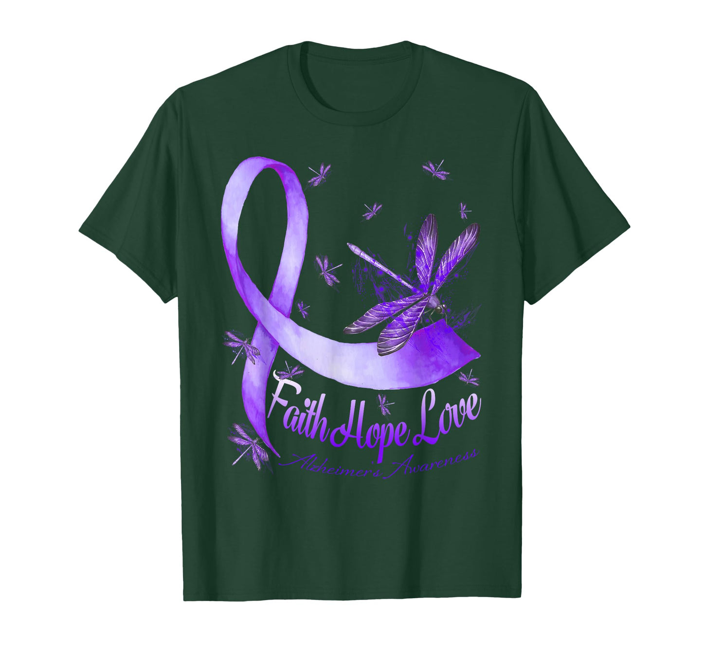 Faith Hope Love Alzheimer's Awareness Dragonfly T-Shirt