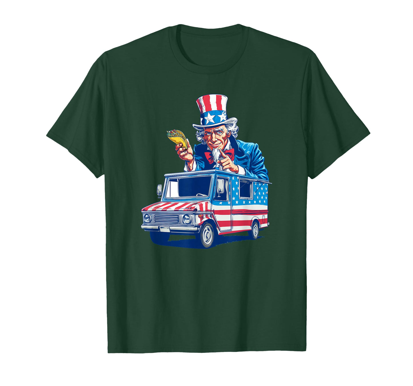 Cool Taco Truck with Sam for Patriotic Vehicles Lovers T-Shirt