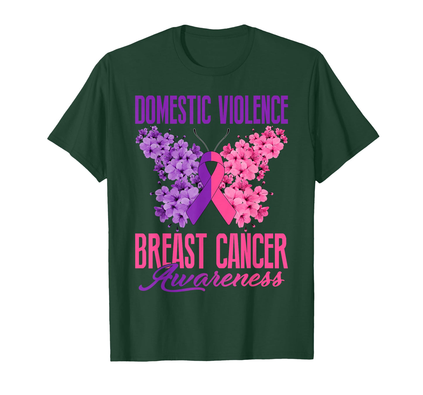 Domestic Violence Breast Cancer Awareness Month Butterfly T-Shirt